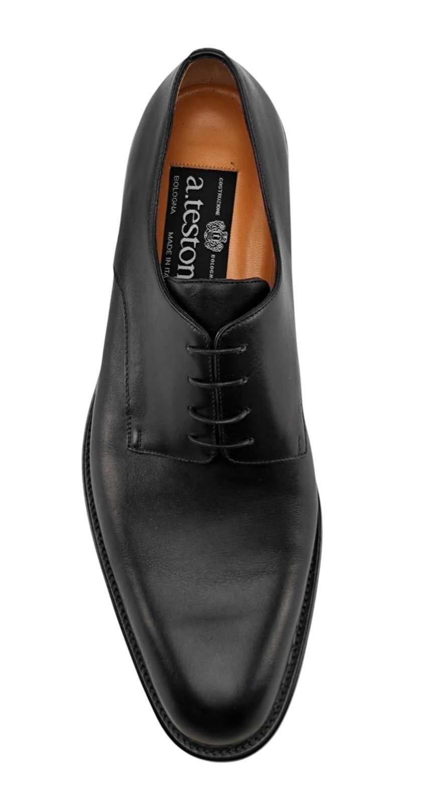 1250$ TESTONI Bolognese Construction Derby Shoes Calf Black 8 UK / 9 US / 42 IT