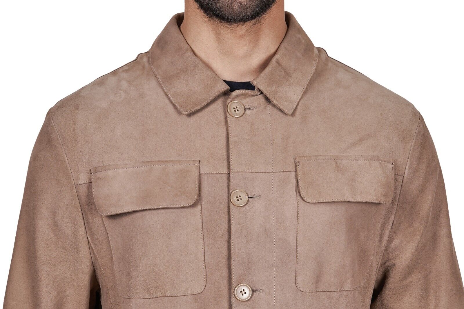 1100$ MINO RONZONI 1953 Made in Italy Overshirt Jacket Brown Leather Sz M