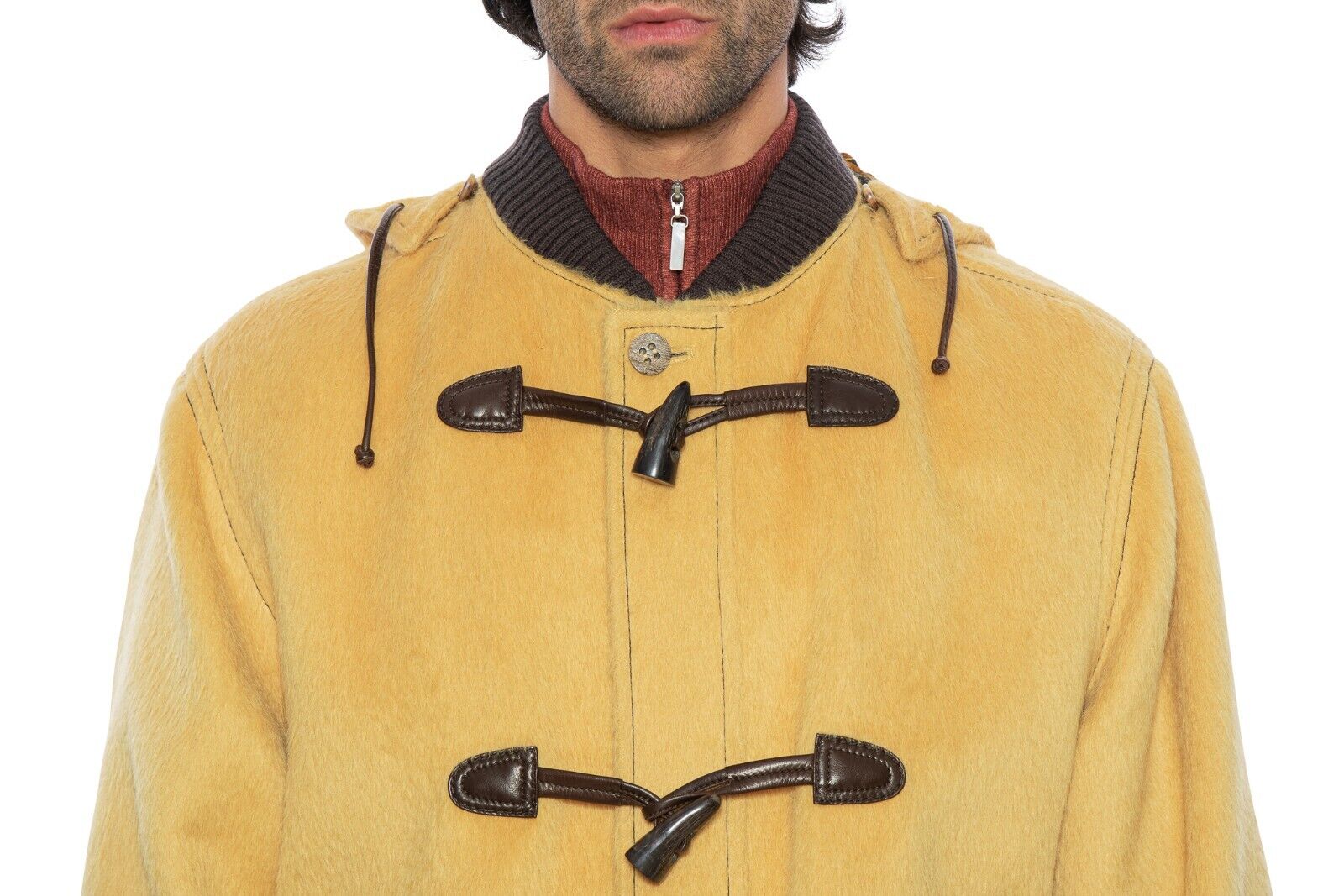 $4500 HETTABRETZ Bomber Jacket with Toggles Alpaca Hair Lambskin 42 US / 52 EU