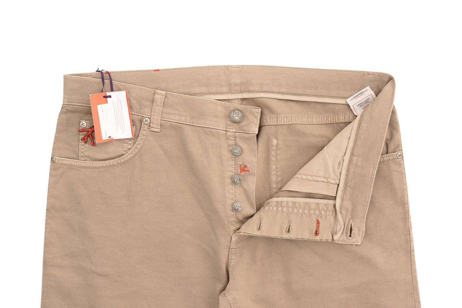 690$ ISAIA NAPOLI Dark Beige 5 Pockets Jeans Pant Cotton 38 US / 54 EU Slim