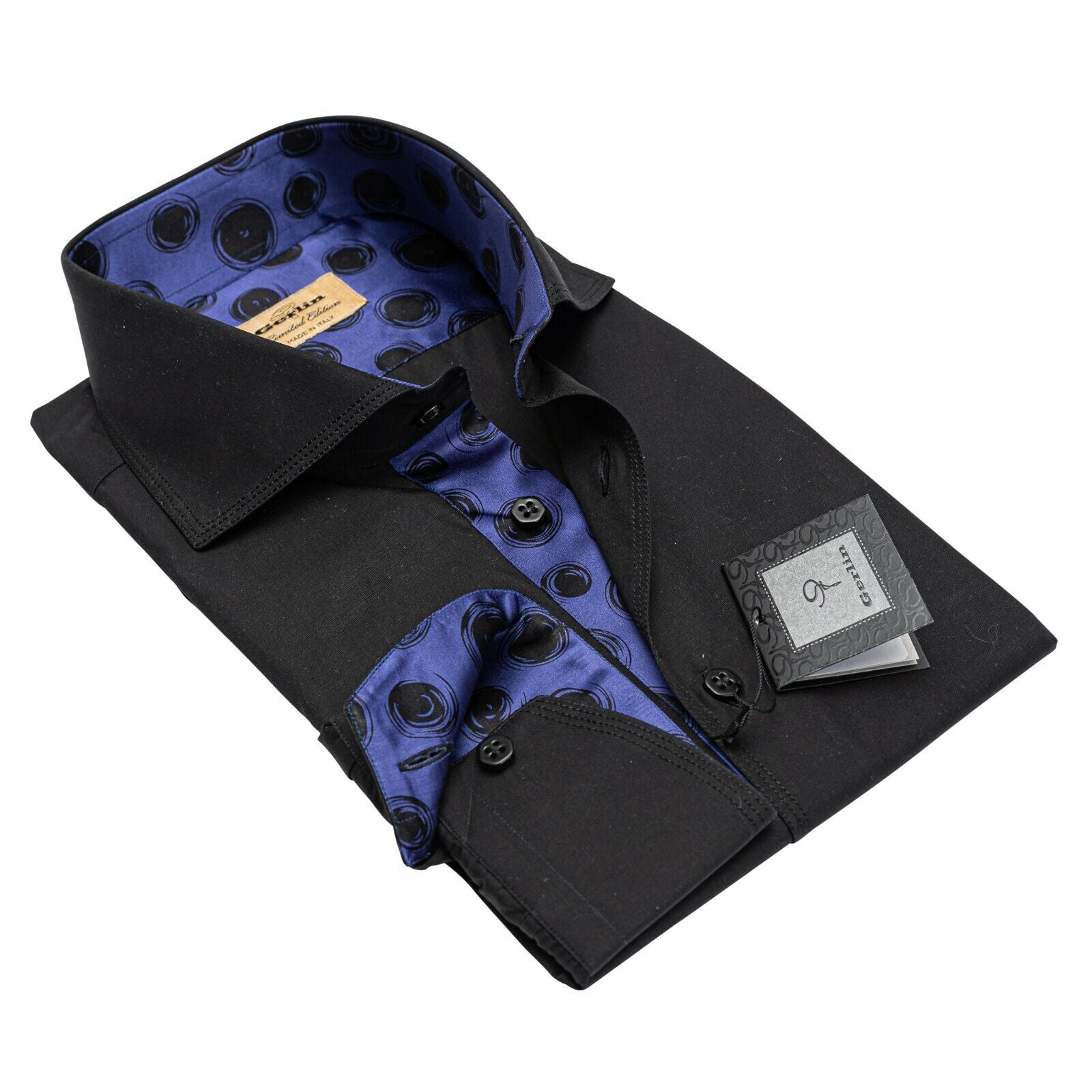 LUXURY 950$ GERLIN Shirt Black 100% ALUMO Cotton + Silk 16-41 ZILLI