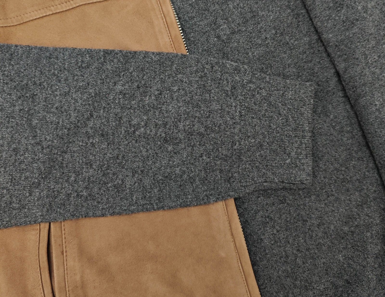 2800$ DELLA CIANA CASHMERE Gray Bomber Zip Jacket Suede Leather - Cashmere