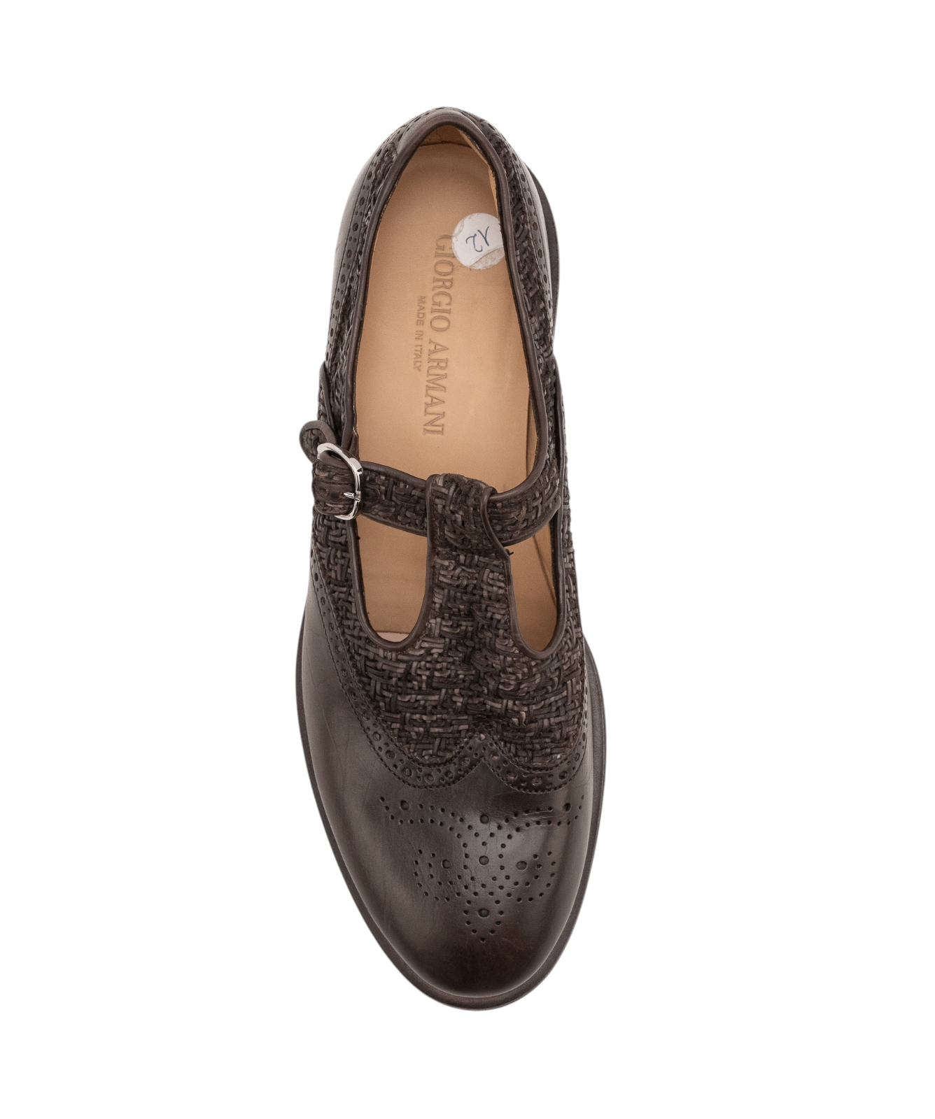 1320$ GIORGIO ARMANI T-Strap Shoes Monk Brogues Brown Leather 9 UK 10 US 43 IT