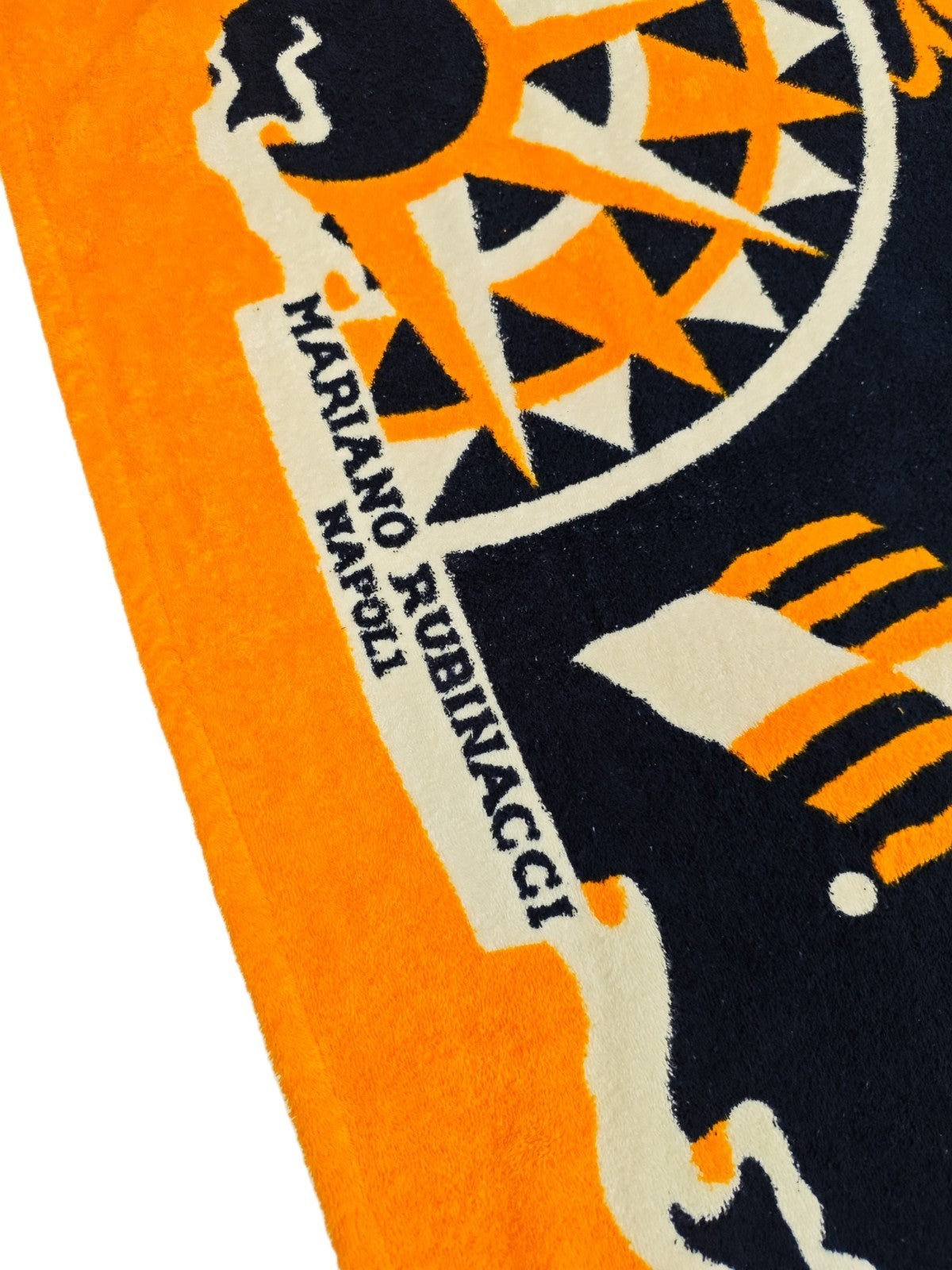 550$ RUBINACCI "Napoli " Nautical Beach Towel 100x180 cm Orange / Blue
