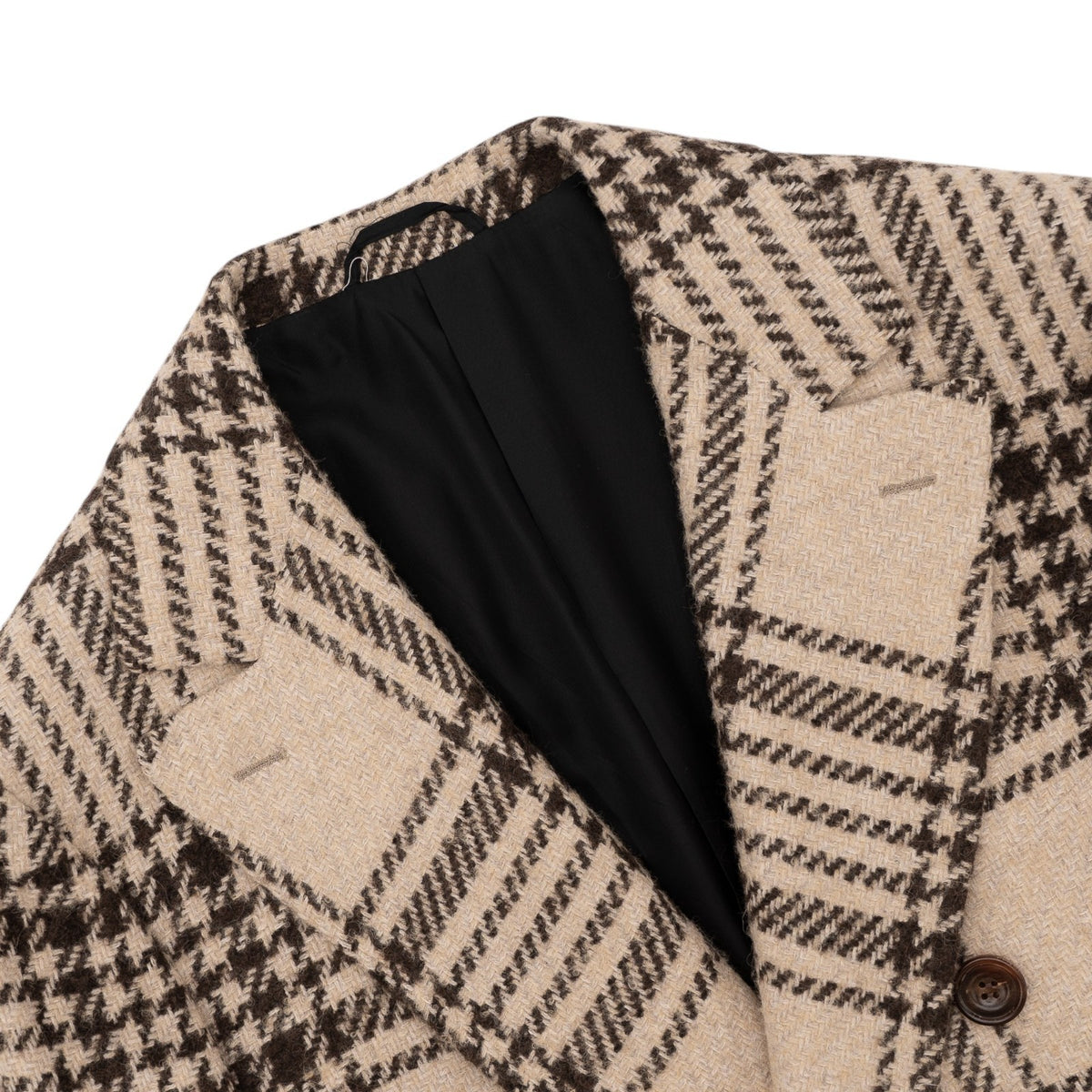 $3150 SARTORIO by KITON Beige Overcoat Alpaca / Wool Plaid 40 US / 50 EU