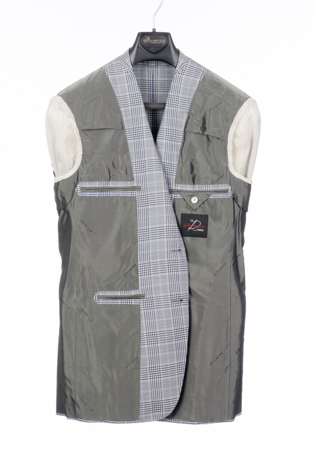 $2240 D'AVENZA Blue Gray Wool Silk Jacket Blazer Hand-Sewn in Italy 40 US 50 EU