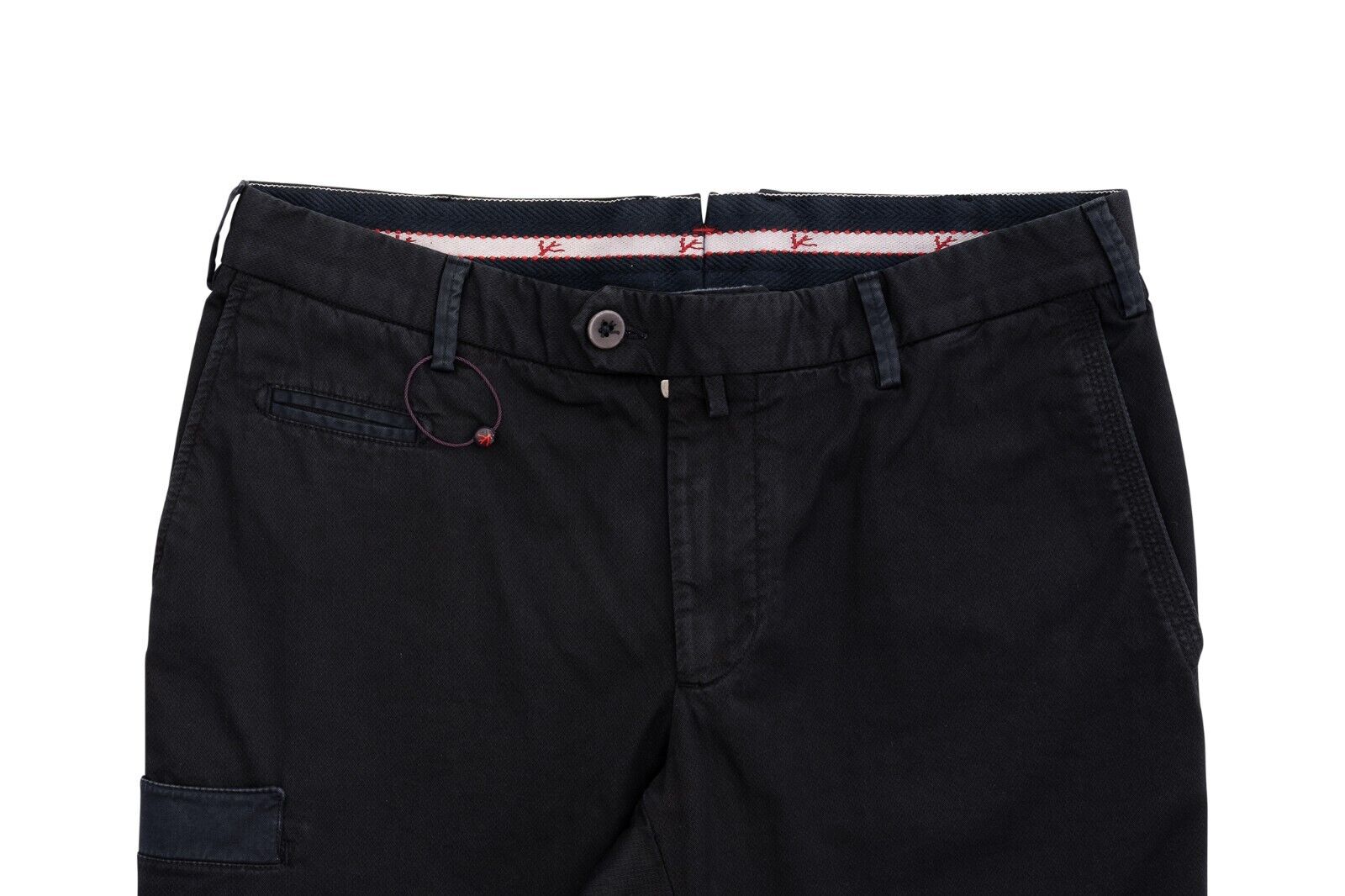 690$ ISAIA NAPOLI Blue Navy Cargo Trousers Pant Gabardine Cotton 32 US / 48 EU