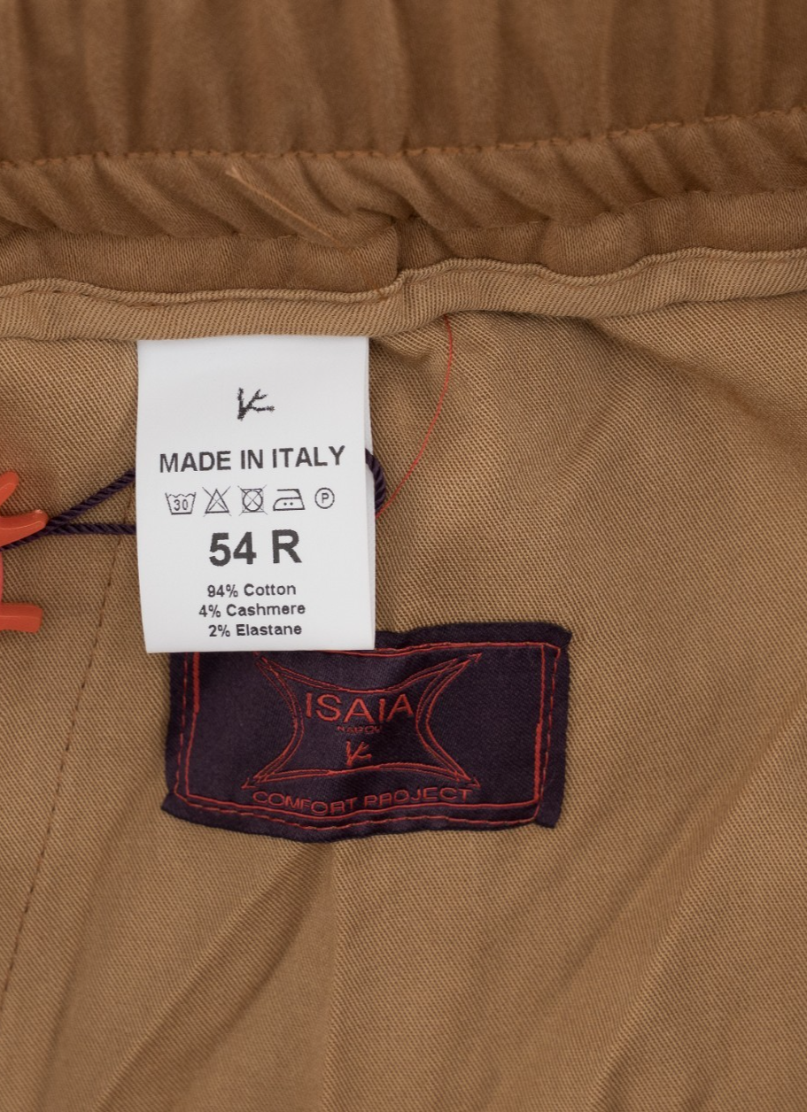 1250$ ISAIA Rust Drawstring Pant Cotton - Cashmere Slim Tapered Fit 38 US /54 IT