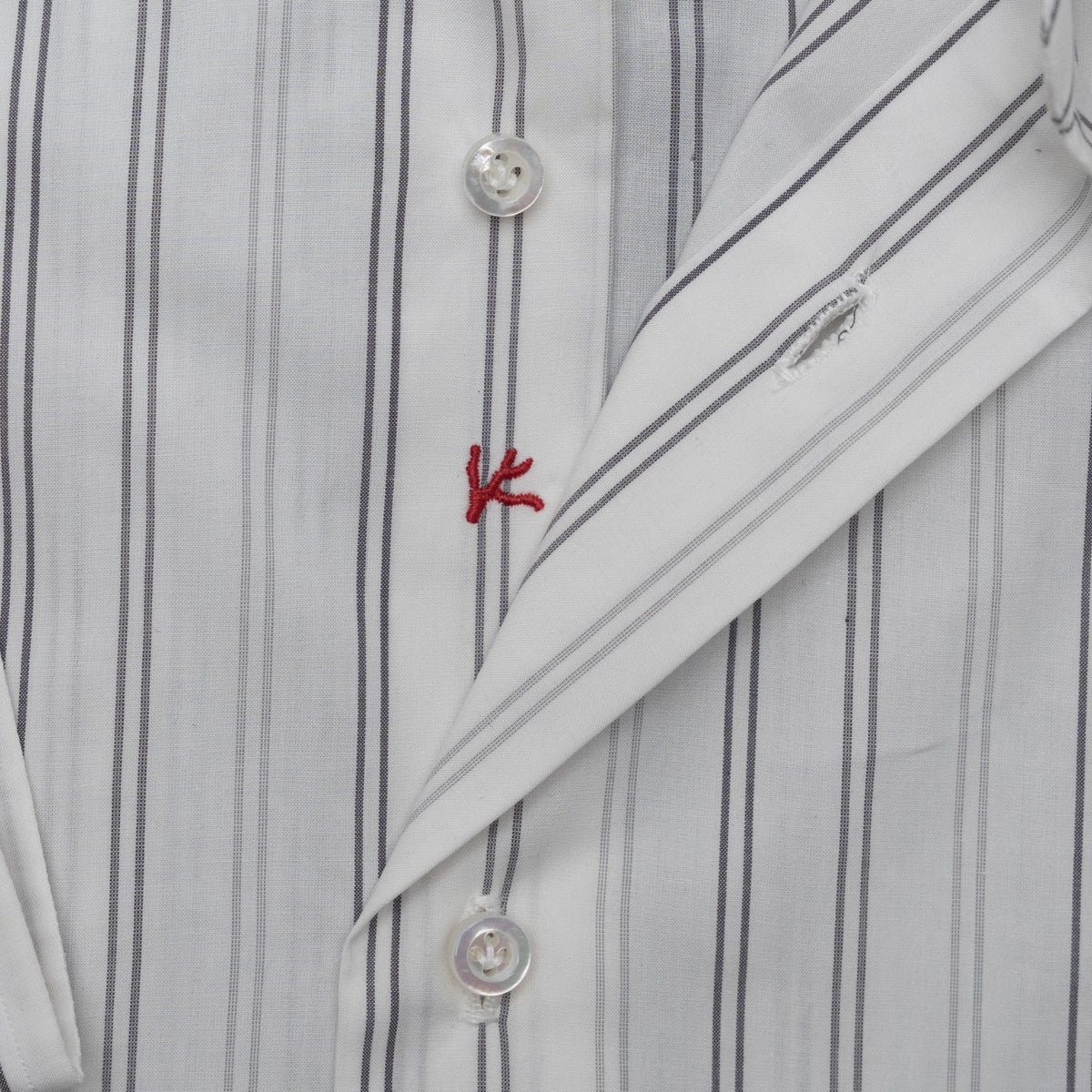 765$ ISAIA NAPOLI "Mix" White Dress Shirt Striped Hand-Sewn Fine Cotton 16.5 42