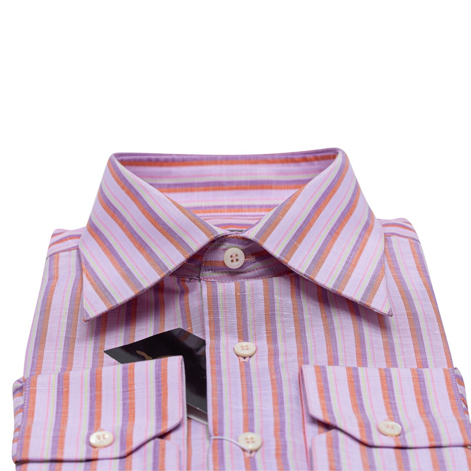 690$ LUXURY GERLIN Shirt Striped Cotton & Linen 16 - 41 3AA ZILLI