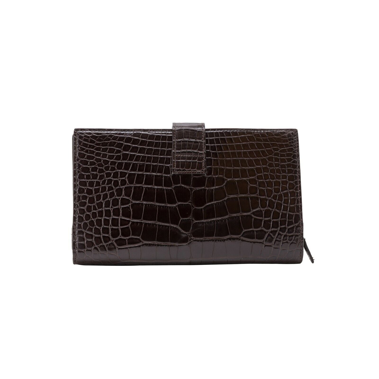 $4200 Testoni Bologna Chocolate Clutch Bag Travel Wallet Genuine Alligator