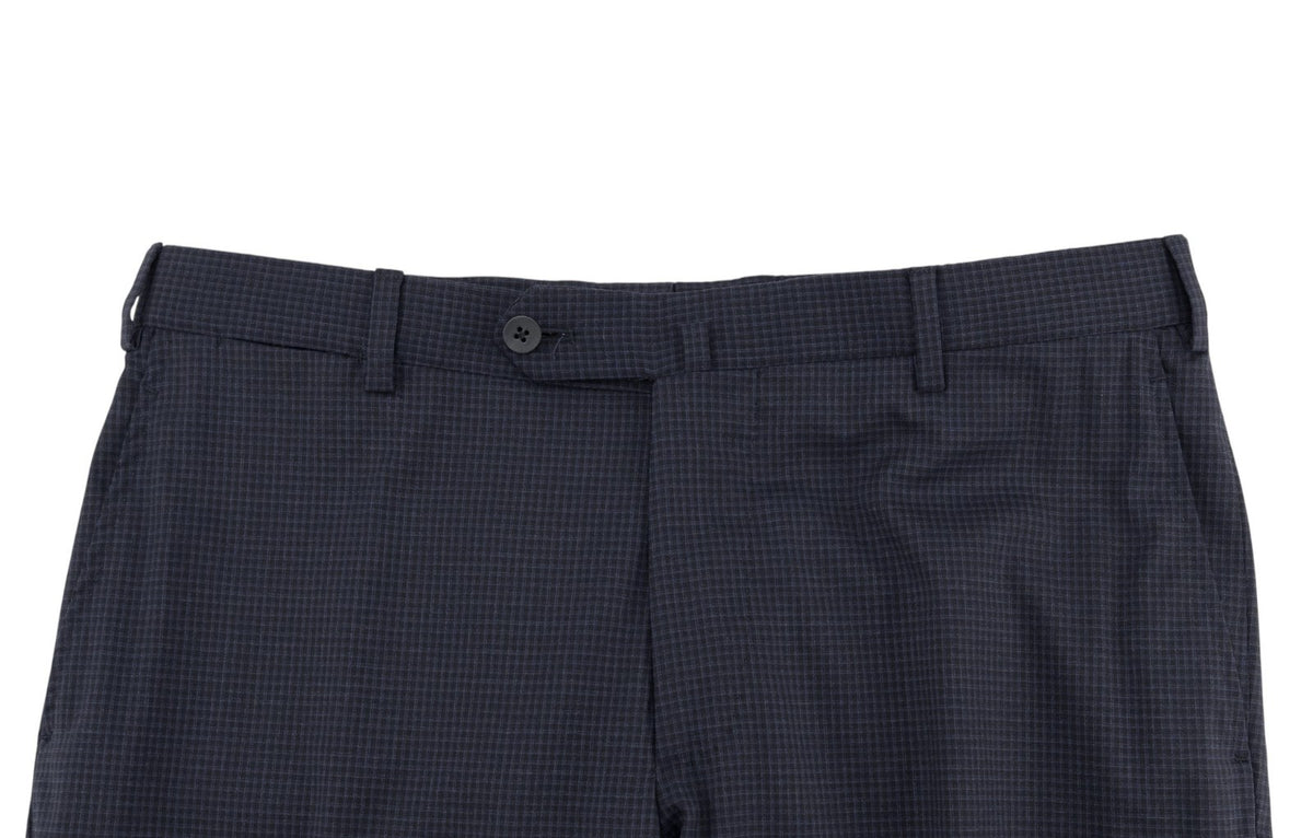 $6700 ISAIA "Gregorio" Dark Blue Suit Checks Fine Wool / Silk 38 US / 48 EU 7R