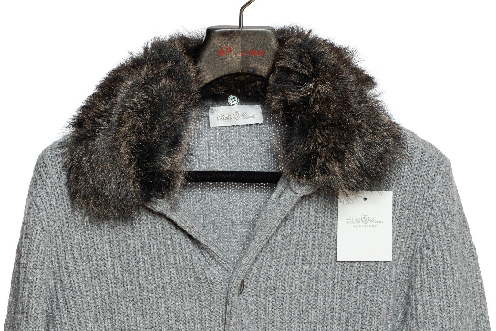 1100$ DELLA CIANA CASHMERE Bomber Cardigan Merinos / Cashmere + Fur 40 US  50 EU