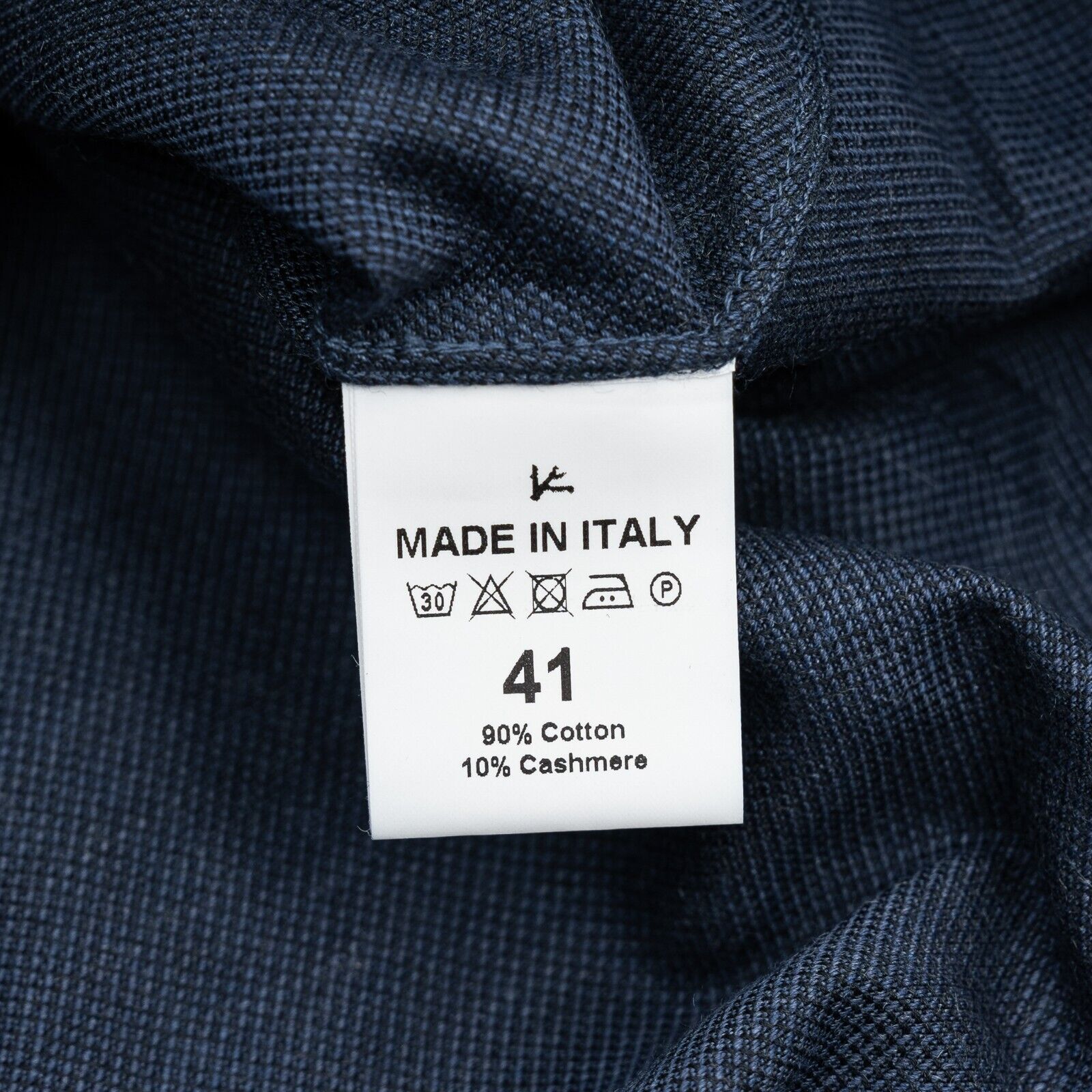 950$ ISAIA NAPOLI Dark Blue Hand-Sewn Dress Shirt Cotton / Cashmere 16 - 41