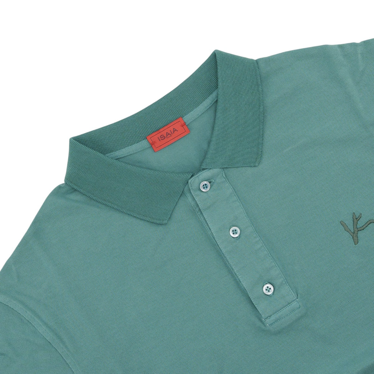 575$ ISAIA NAPOLI Garment Dyed Cotton Piquet Short Sleeve Polo Aqumarine Size M