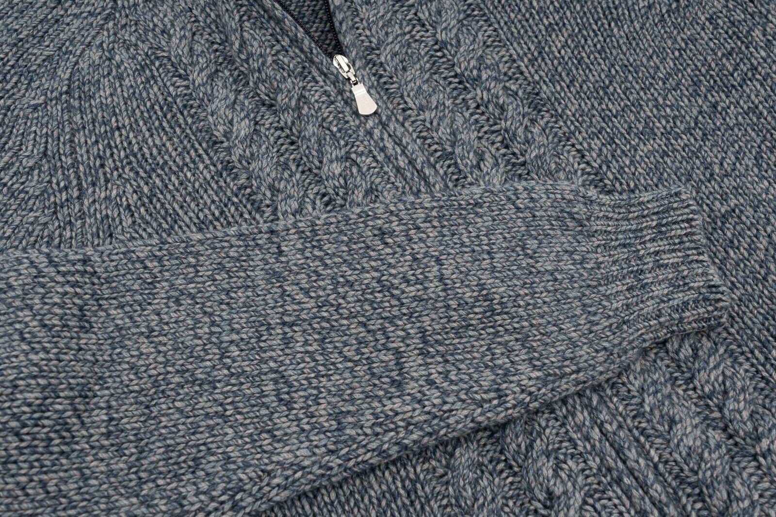 $1600 FEDELI "Breton" Blue Cardigan Jacket Zip Cashmere Blend 40 US / 50 EU