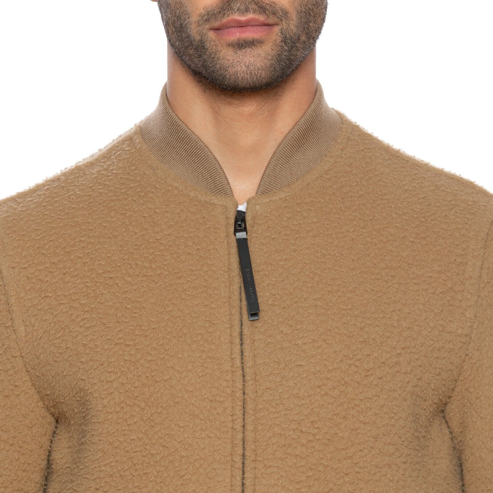 590$ EMPORIO ARMANI Bomber Jacket Camel Bouclè Wool