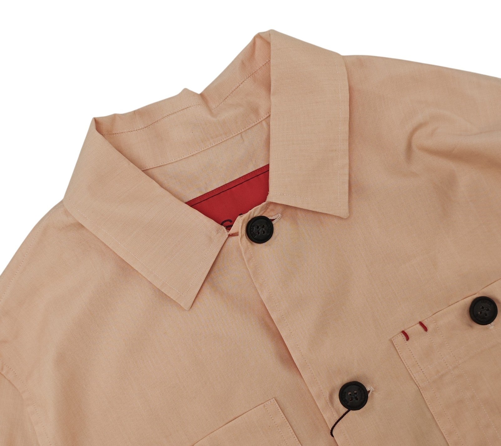 $1350 ISAIA NAPOLI Peach Hand-Sewn Jacket Shirt Fine Cotton 36 US / 46 EU