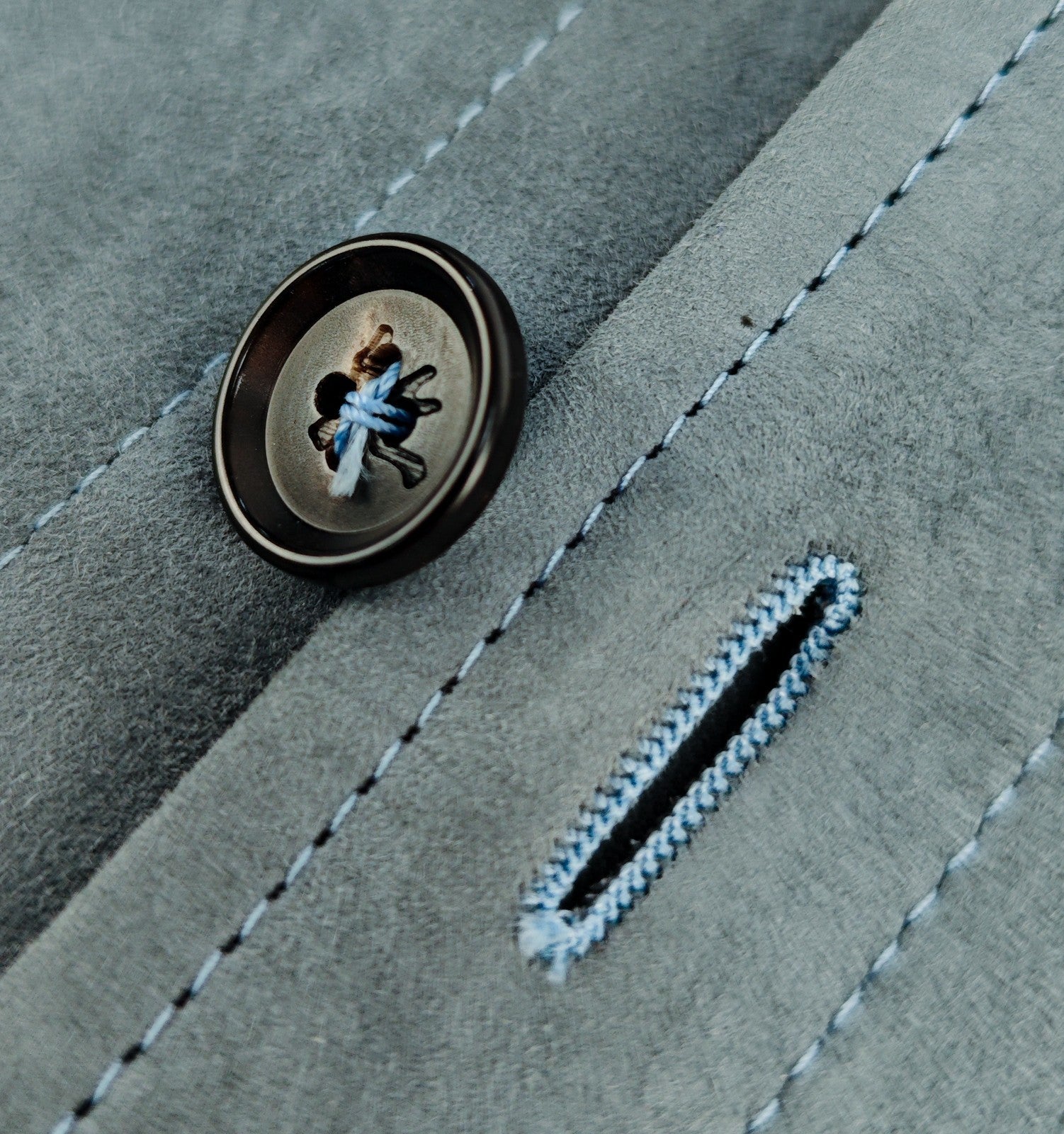 5500$ ISAIA Blue off Overshirt Jacket 100% Suede Lambskin Leather 38 US / 48 EU