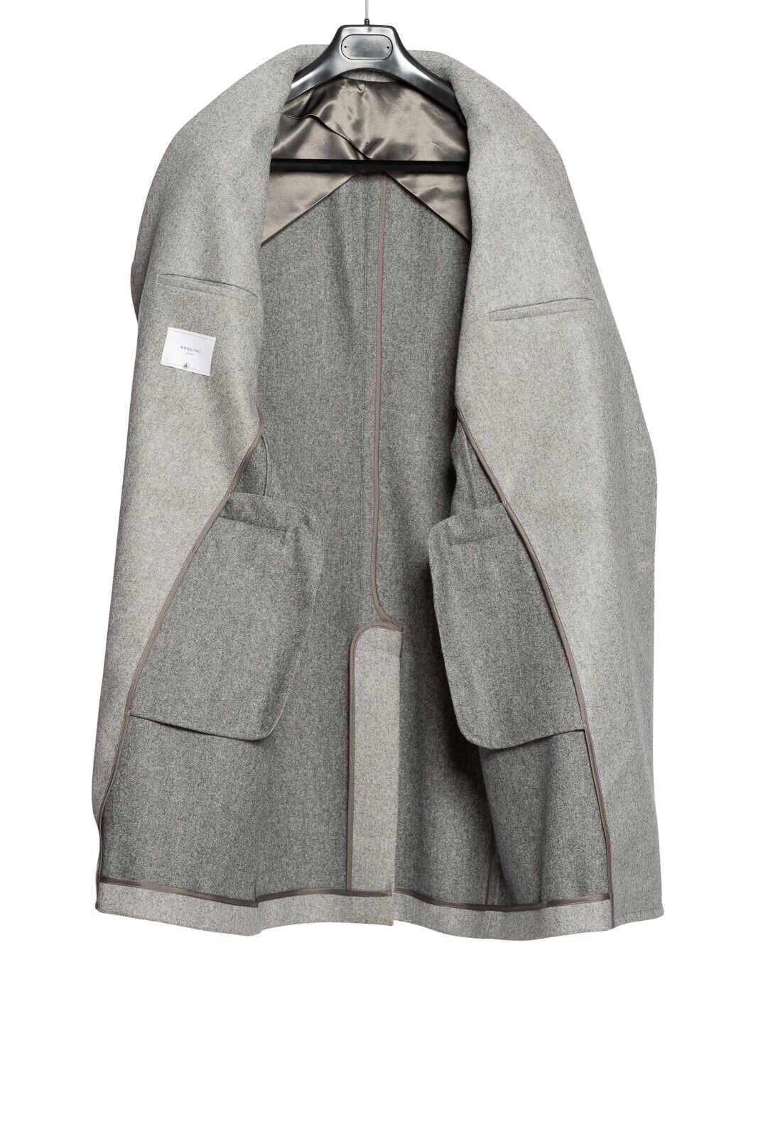 $1700 BOGLIOLI MILANO Single Breasted Grey Long Coat Heavy Wool 46 US / 56 EU