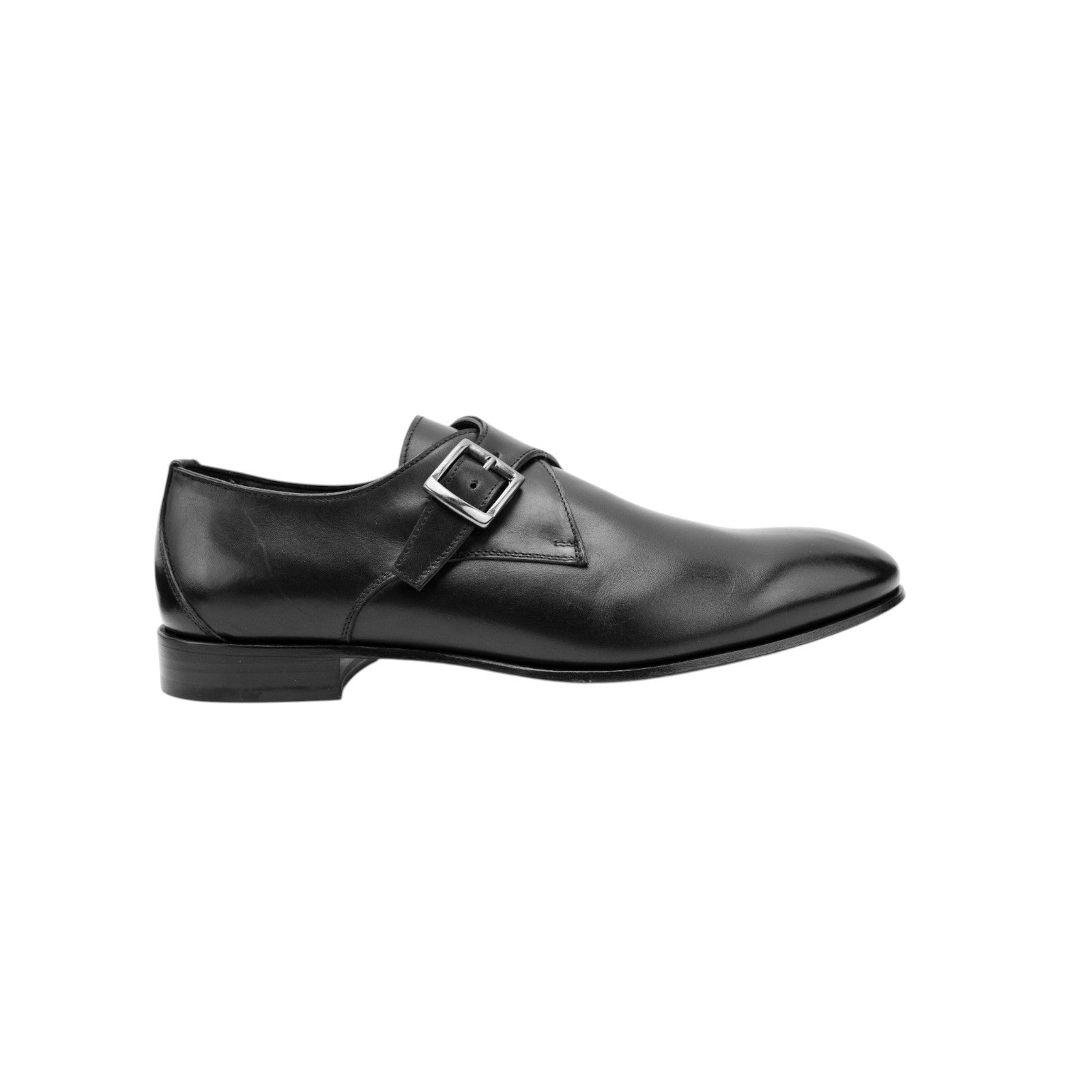 ISAIA NAPOLI Black Calfskin Leather Monk Strap Shoes 9 UK / 10 US / 43 IT