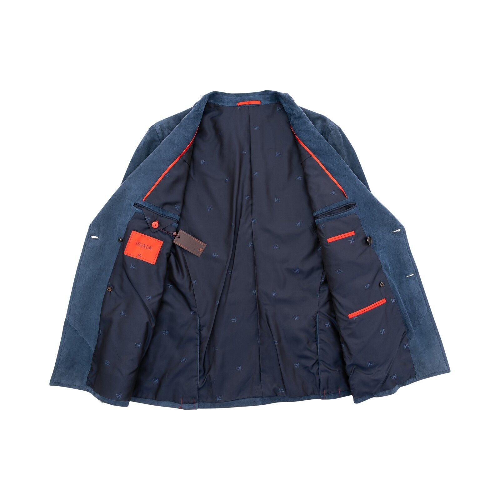 6800$ ISAIA NAPOLI Blue Double Breasted Jacket 100% Lambskin 42 US / 52 EU