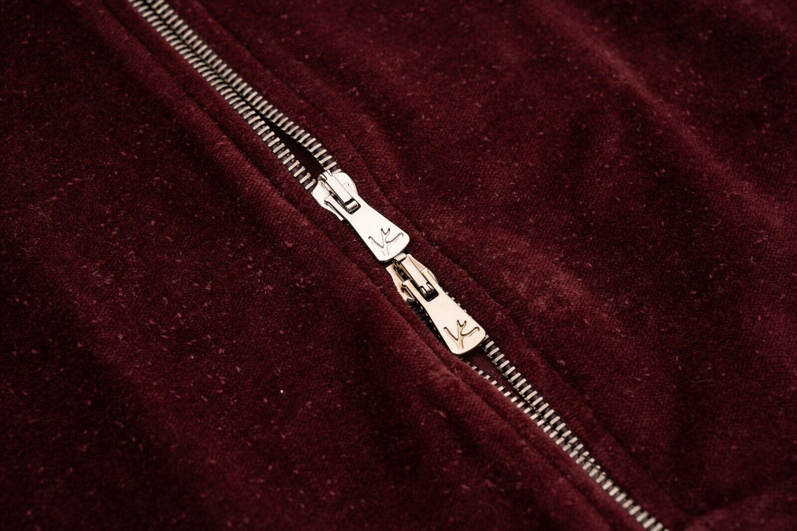 1100$ ISAIA Burgundy Full Zip Sweater Track Jacket Velvet Cotton / Cashmere Sz M