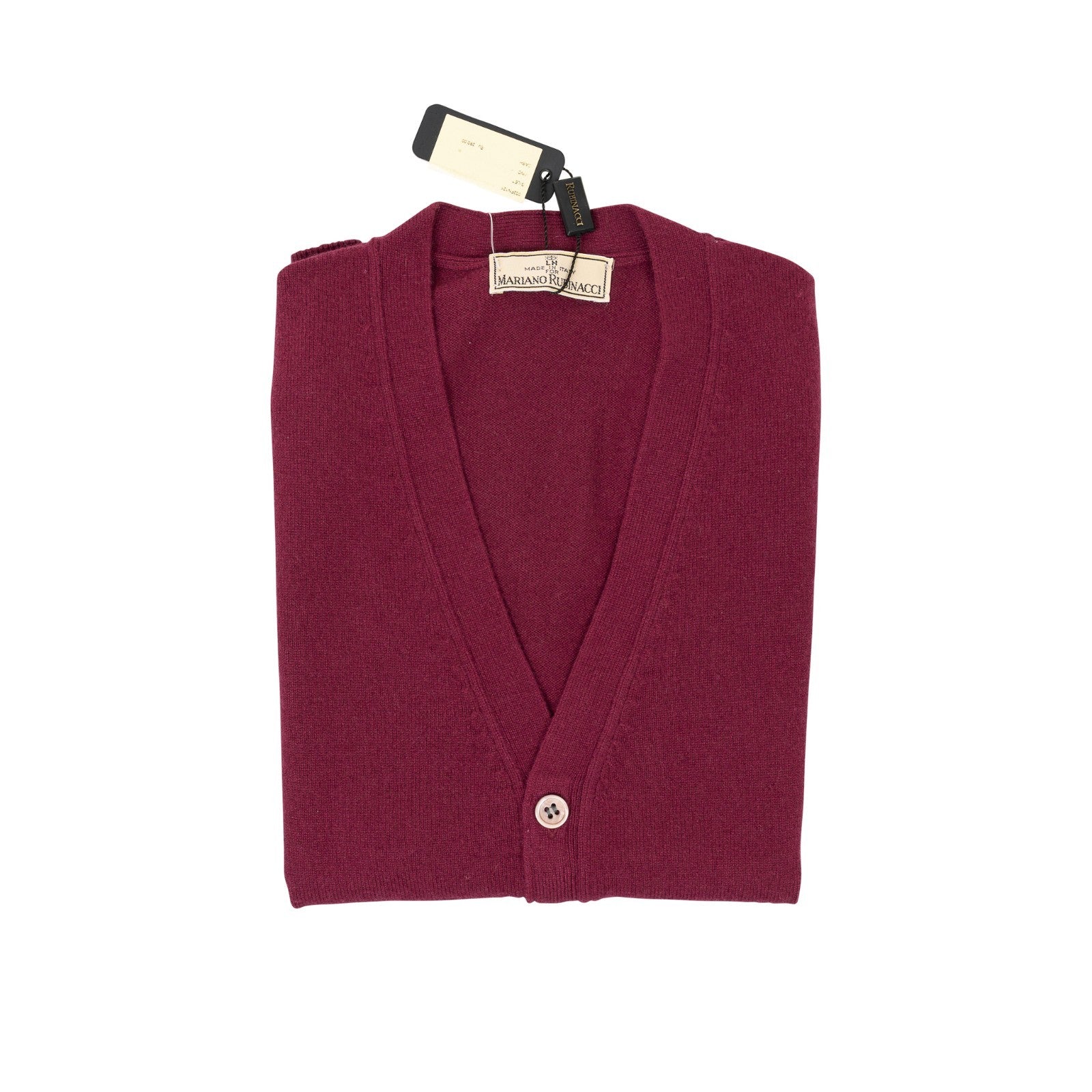 590$ RUBINACCI NAPOLI Burgundy Cardigan Vest Gilet 100% Soft Cashmere Size S