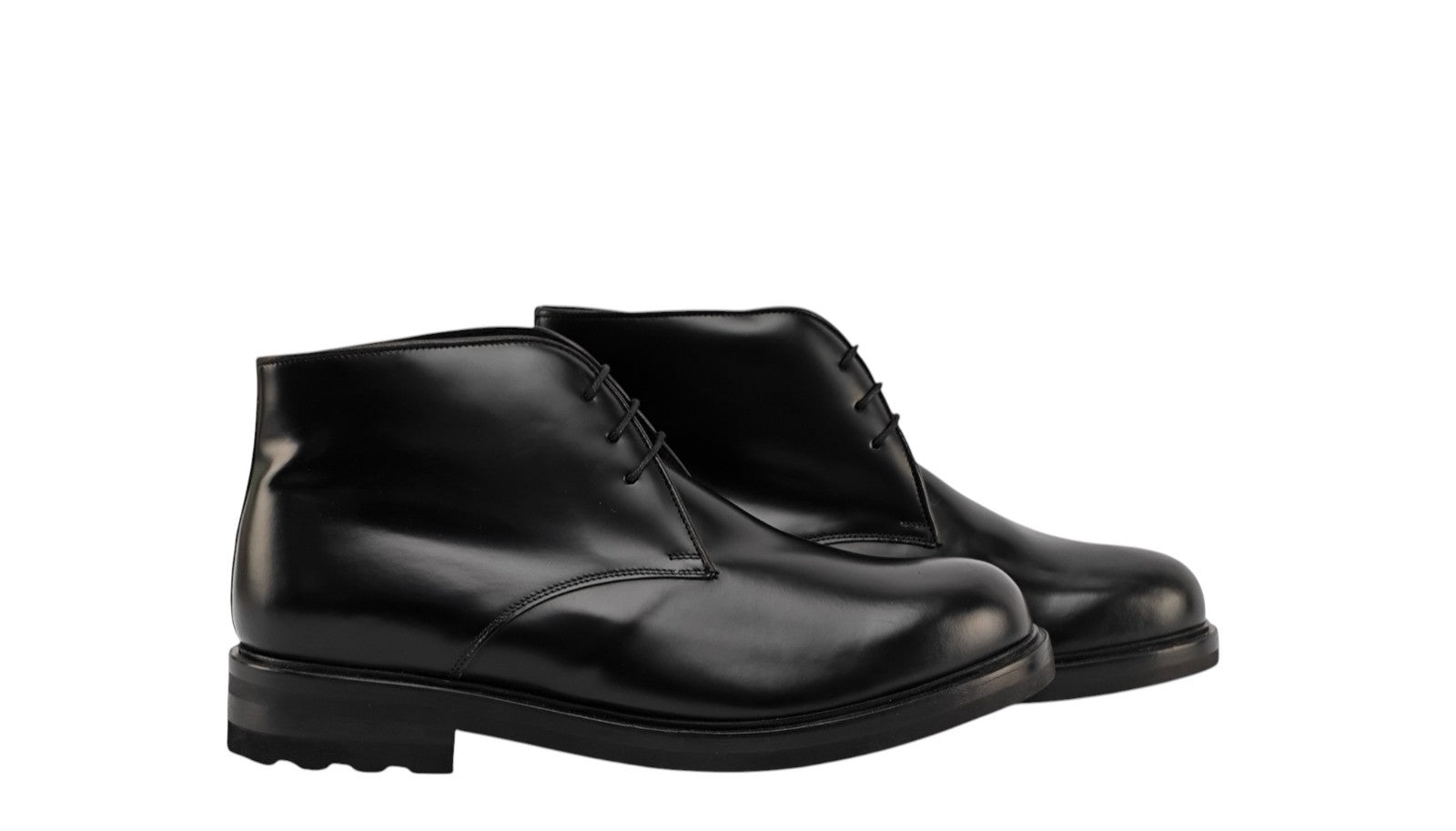1450$ TESTONI Black Desert Boot Shoes Calf + Fur Lining 8 UK / 9 US / 42 IT