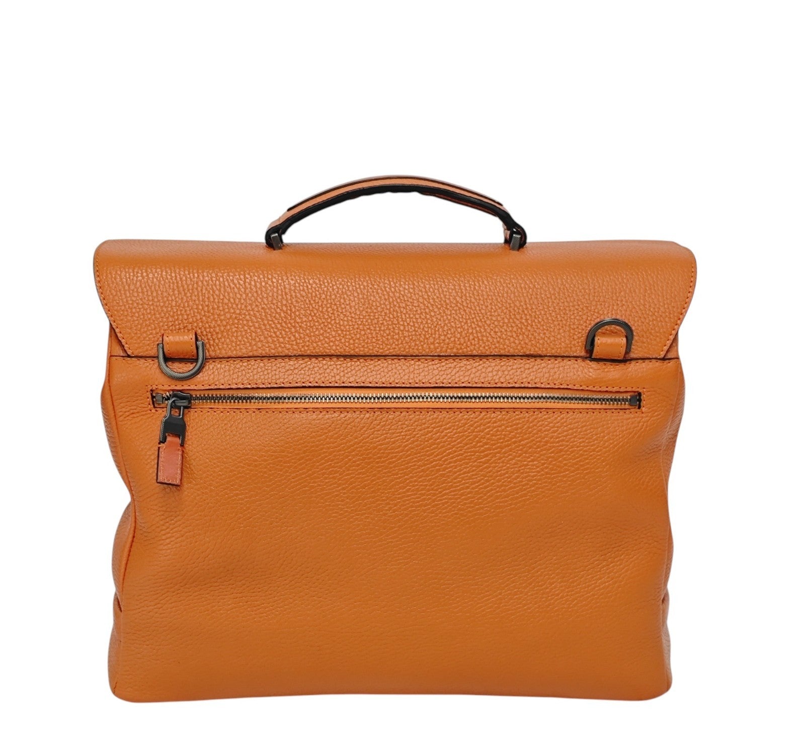 1640$ PINEIDER FIRENZE Doctor Briefcase Orange Bottolato Grain Calf Leather