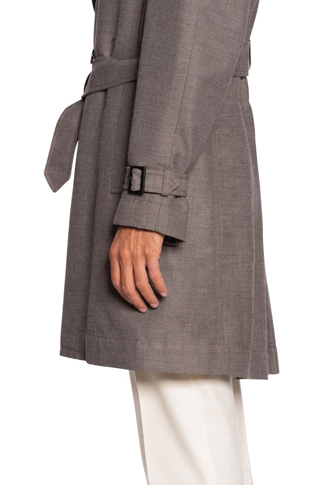 $1700 BOGLIOLI Double Breasted Hot Gray Trench Coat Wool Blend 40 US / 50 EU