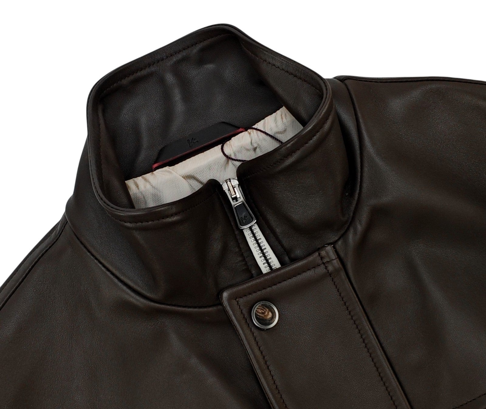4890$ ISAIA Brown / Ivory Field Jacket Linen - Cotton - Lambskin 38 US / 48 EU