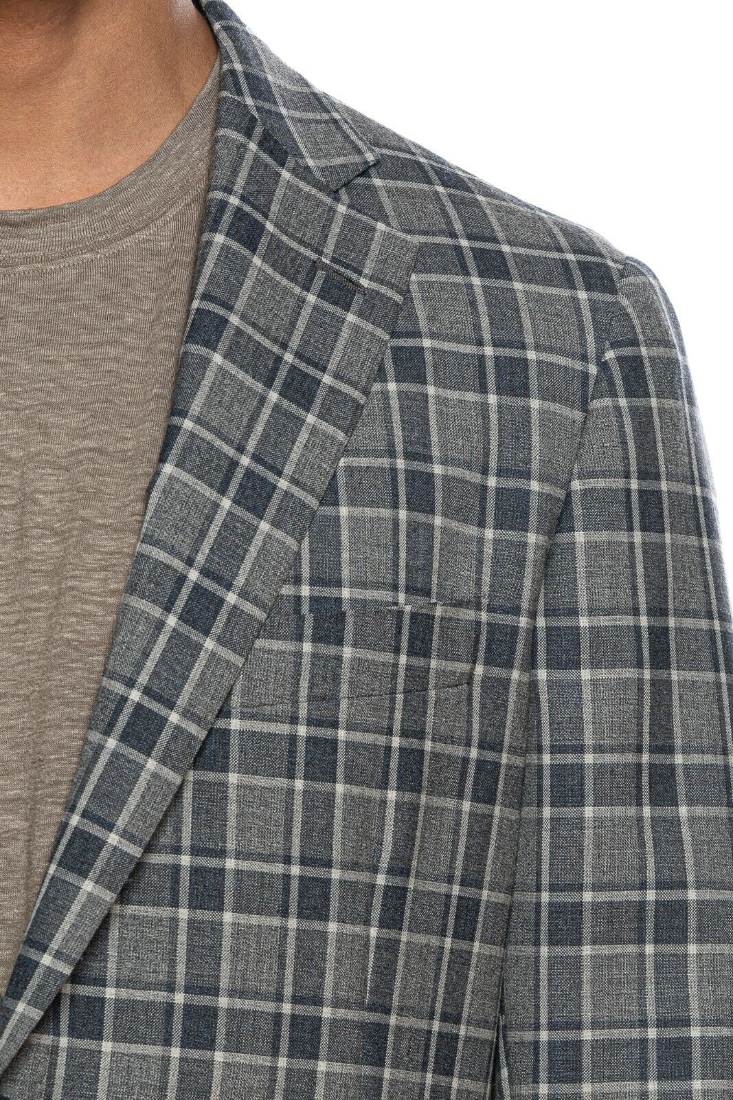 2150$ BELVEST Blue Gray Fine Wool Checks Jacket Blazer 42 US / 52 EU 7 R