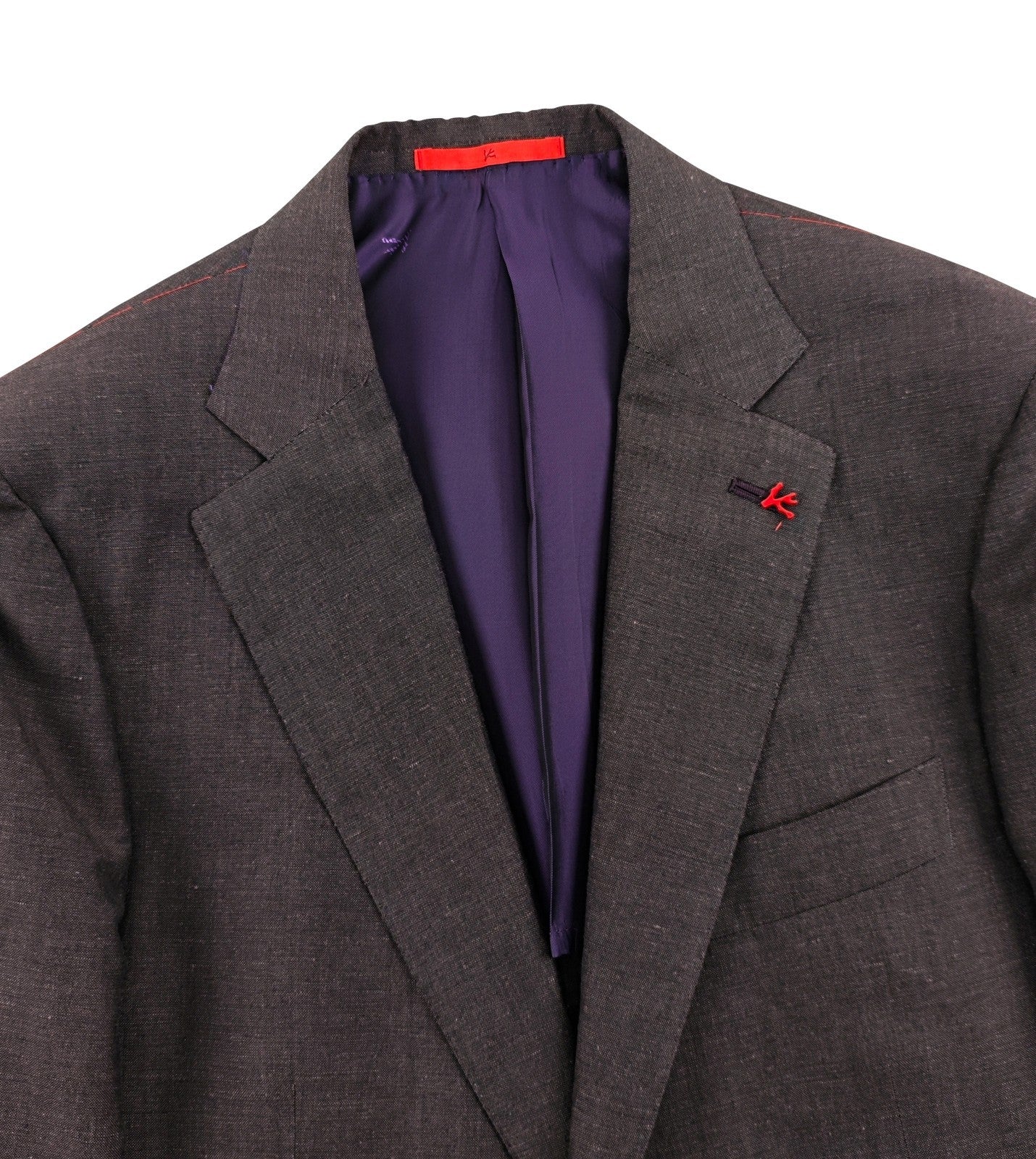 $6200 ISAIA "Gregorio" Brown Magenta Hand-Sewn Suit Wool & Linen 42 US 52 EU 8R