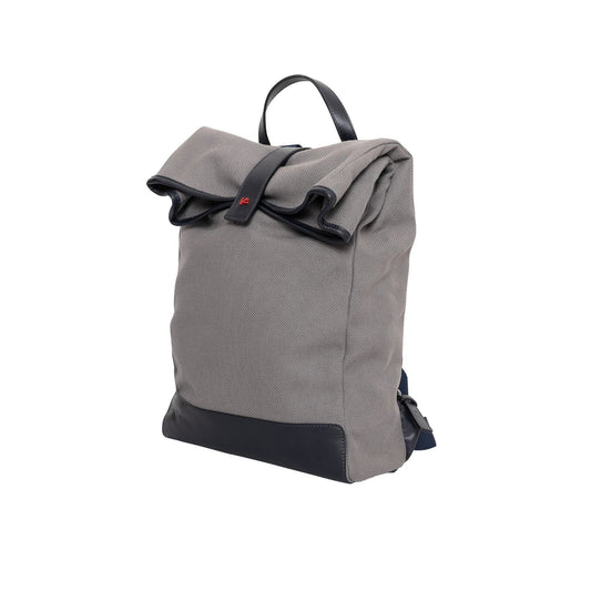 $2300 ISAIA NAPOLI Gray / Blue Backpack Softback Casual Bag Leather / Fabric