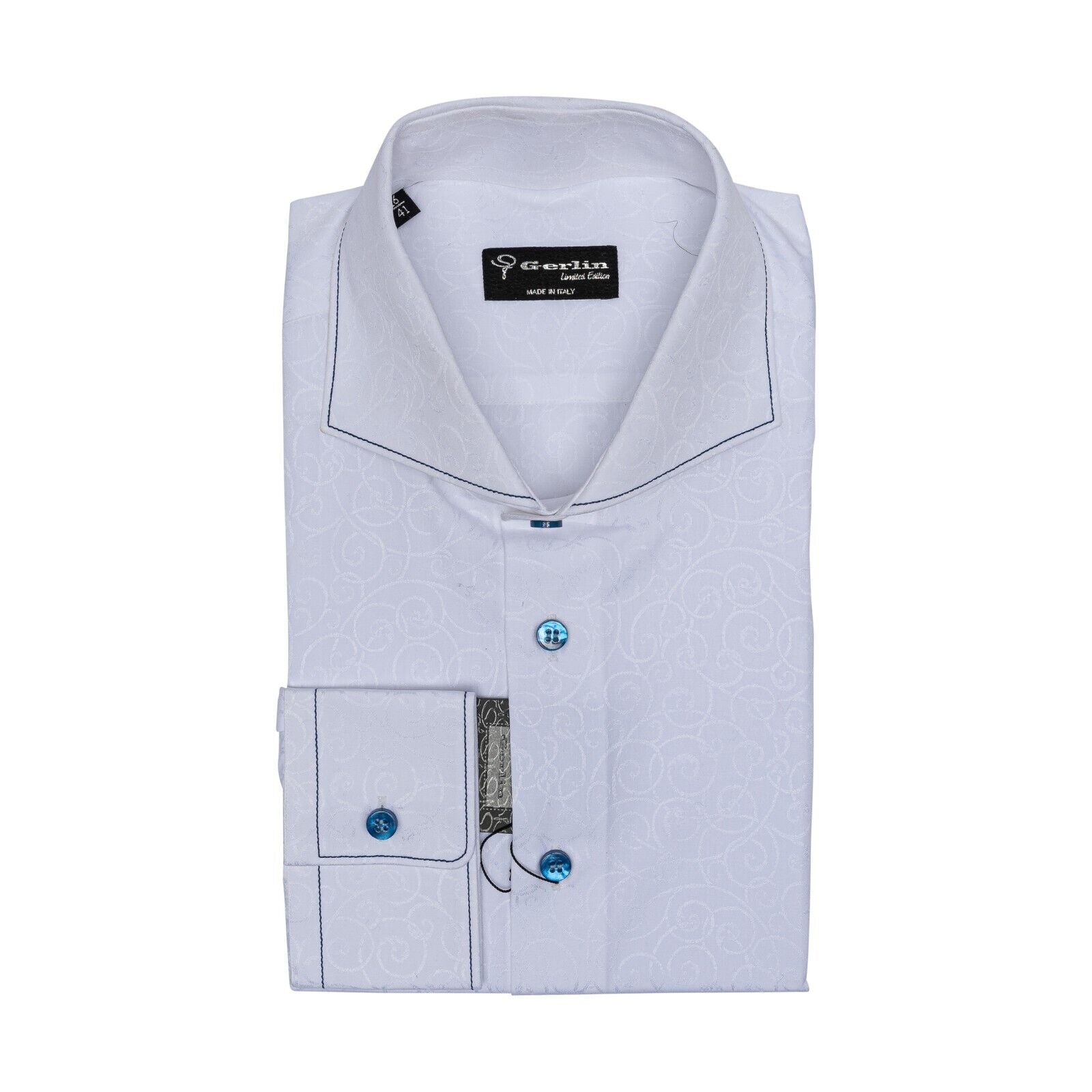 LUXURY 690$ GERLIN Shirt White Jacquard ALUMO Cotton 16 - 41 2A ZILLI