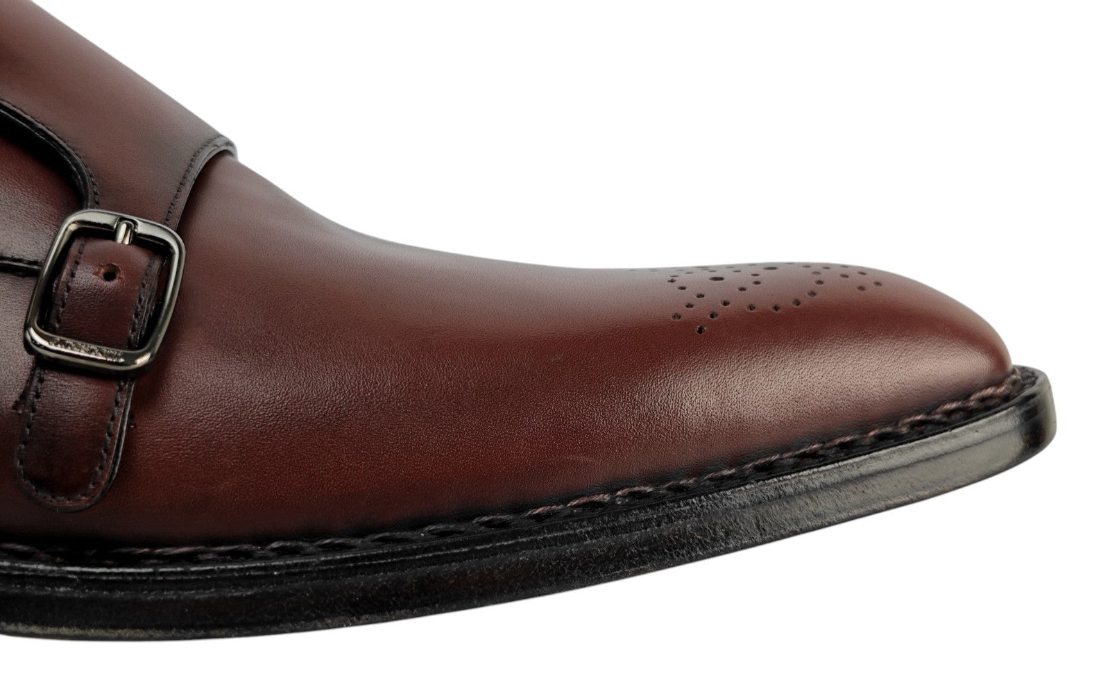 1800$ TESTONI Monk Shoes Norwegian Welted Wood Red 8 UK / 9 US / 42 IT