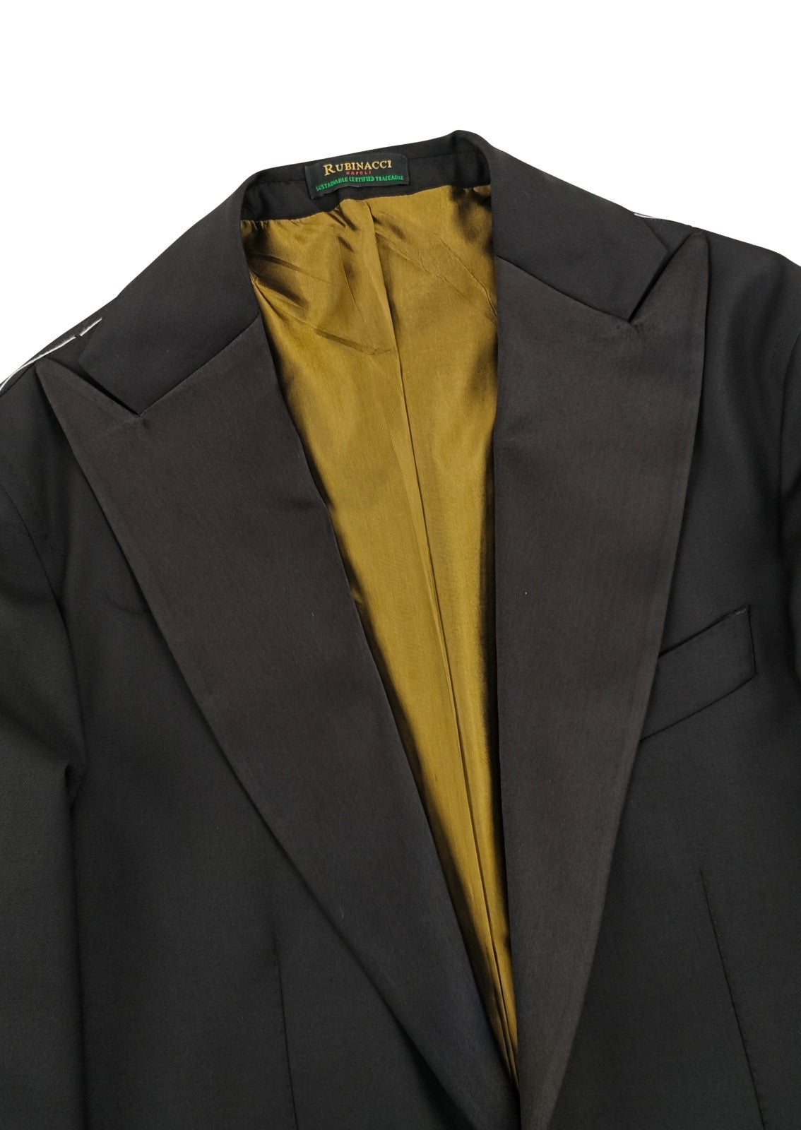 $1690 RUBINACCI NAPOLI Black Peak Lapel 1 Button Tuxedo Jacket 36 US / 46 EU