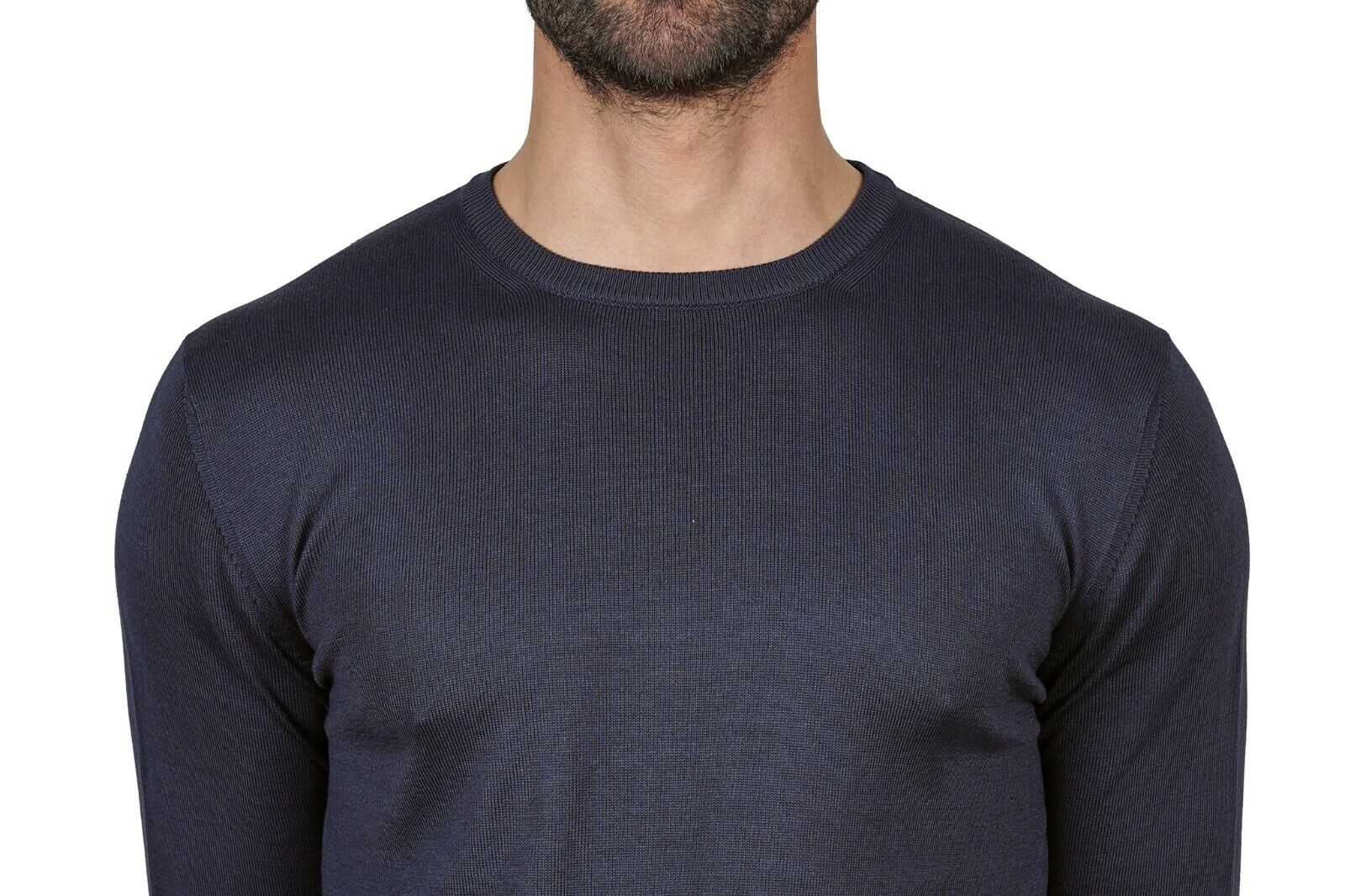 240$ Italian Luxury SUITE 191 Sweater Blue Navy Knit Cotton Long Sleeve