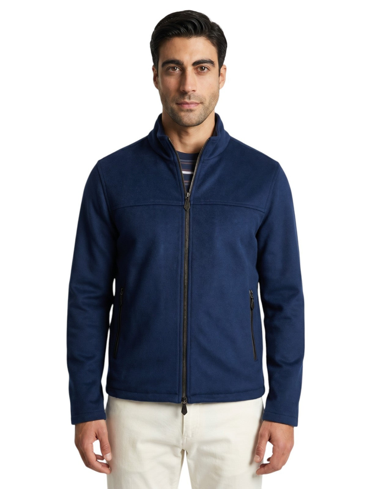 $4750 ISAIA NAPOLI Blue Full Zip Bomber Jacket 100% Cashmere 40 US / 50 EU