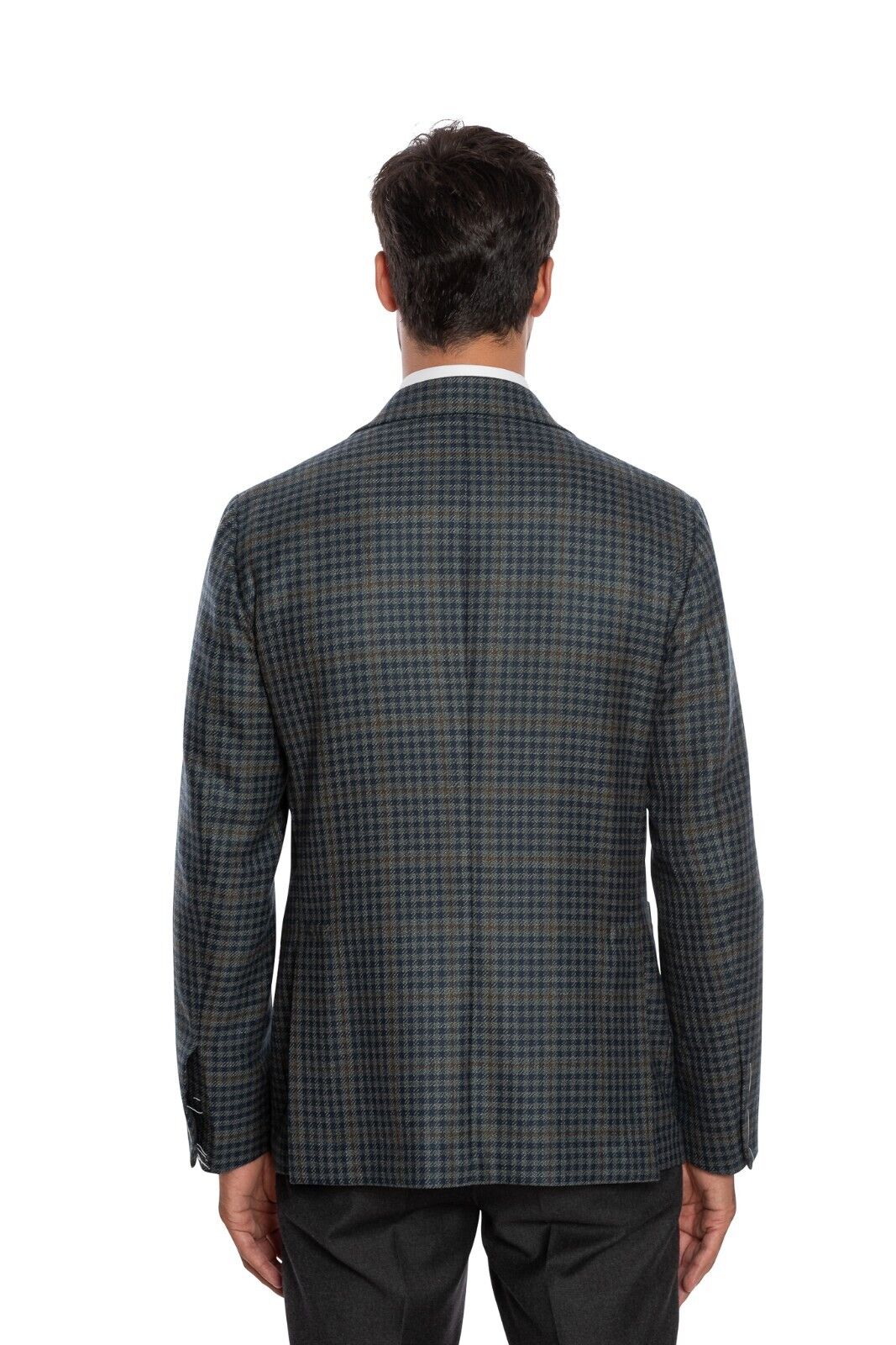$2050 LUIGI BORRELLI "PROCIDA" Hand-Sewn Dark Gray Plaid Jacket Sport Coat Wool