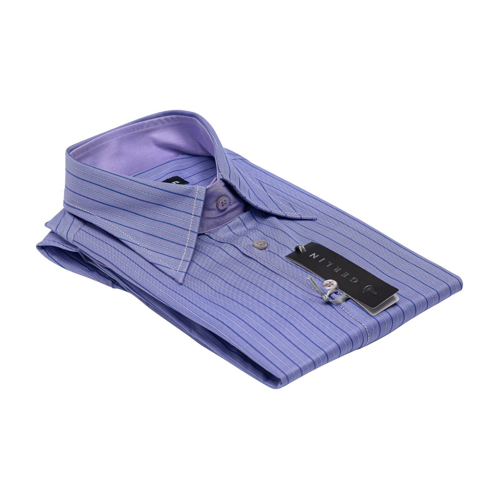 690$ LUXURY GERLIN Shirt Lilac Striped Twill Cotton 16 - 41 10M BIJAN