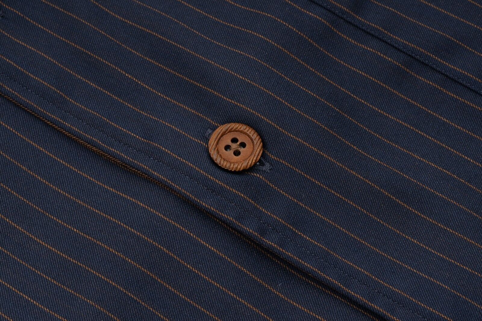1400$ LUXURY MAROL BOLOGNA Striped Shirt Blue Double Cotton LORO PIANA 15.5 - 39