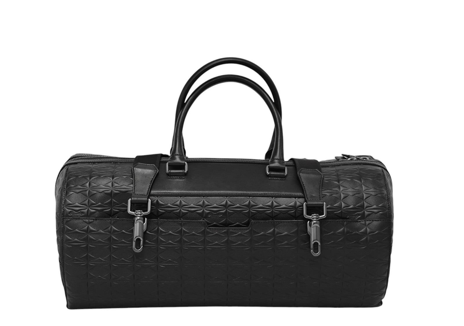 1550$ PINEIDER FIRENZE Embossed Empress Calf Large Duffle Bag Travel Black
