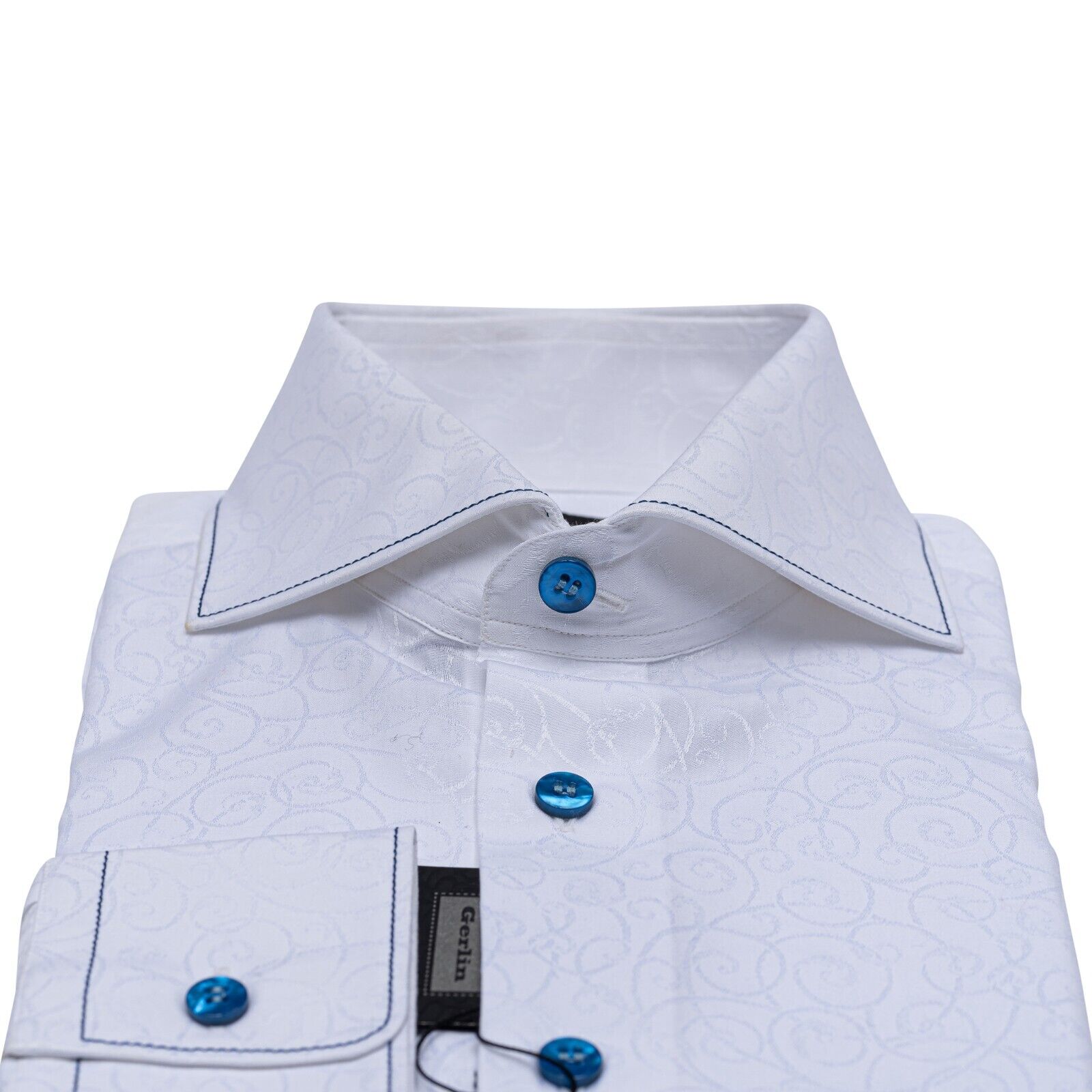 LUXURY 690$ GERLIN Shirt White Jacquard ALUMO Cotton 16 - 41 2A ZILLI