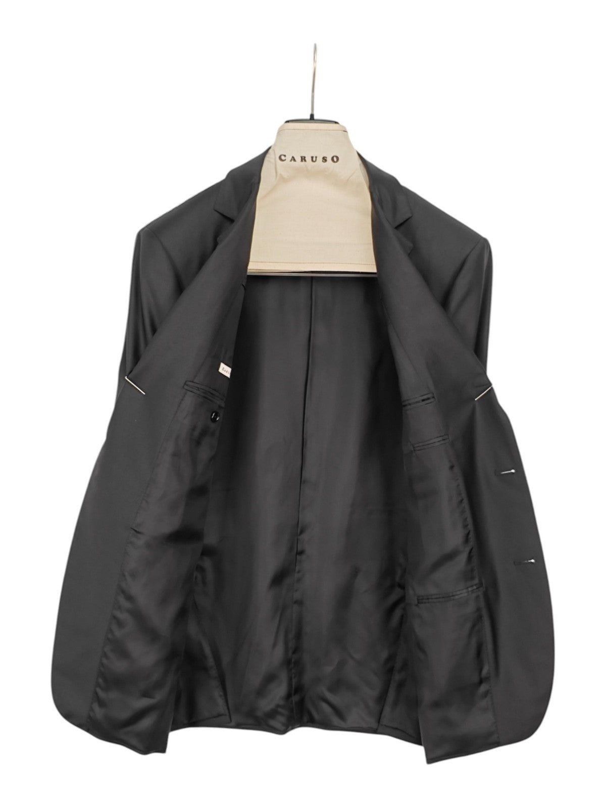 $2200 RAFFAELE CARUSO Black Suit LORO PIANA Wool 150's 44 US / 54 EU
