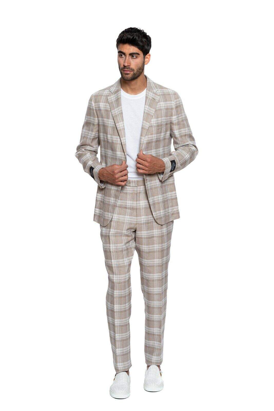 $2750 Belvest Light Brown Suit Linen Cotton 40 US / 50 EU 7R JACKETINTHEBOX