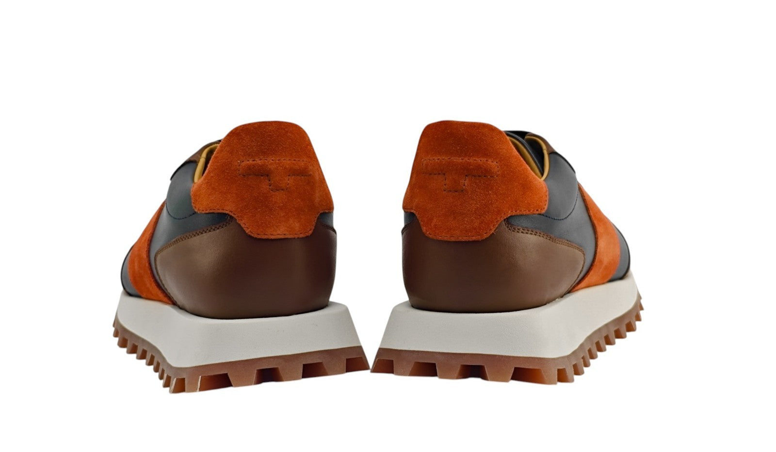 $900 TESTONI BOLOGNA Sneaker Shoes Sport Calf & Suede Cider / Navy / Bronze