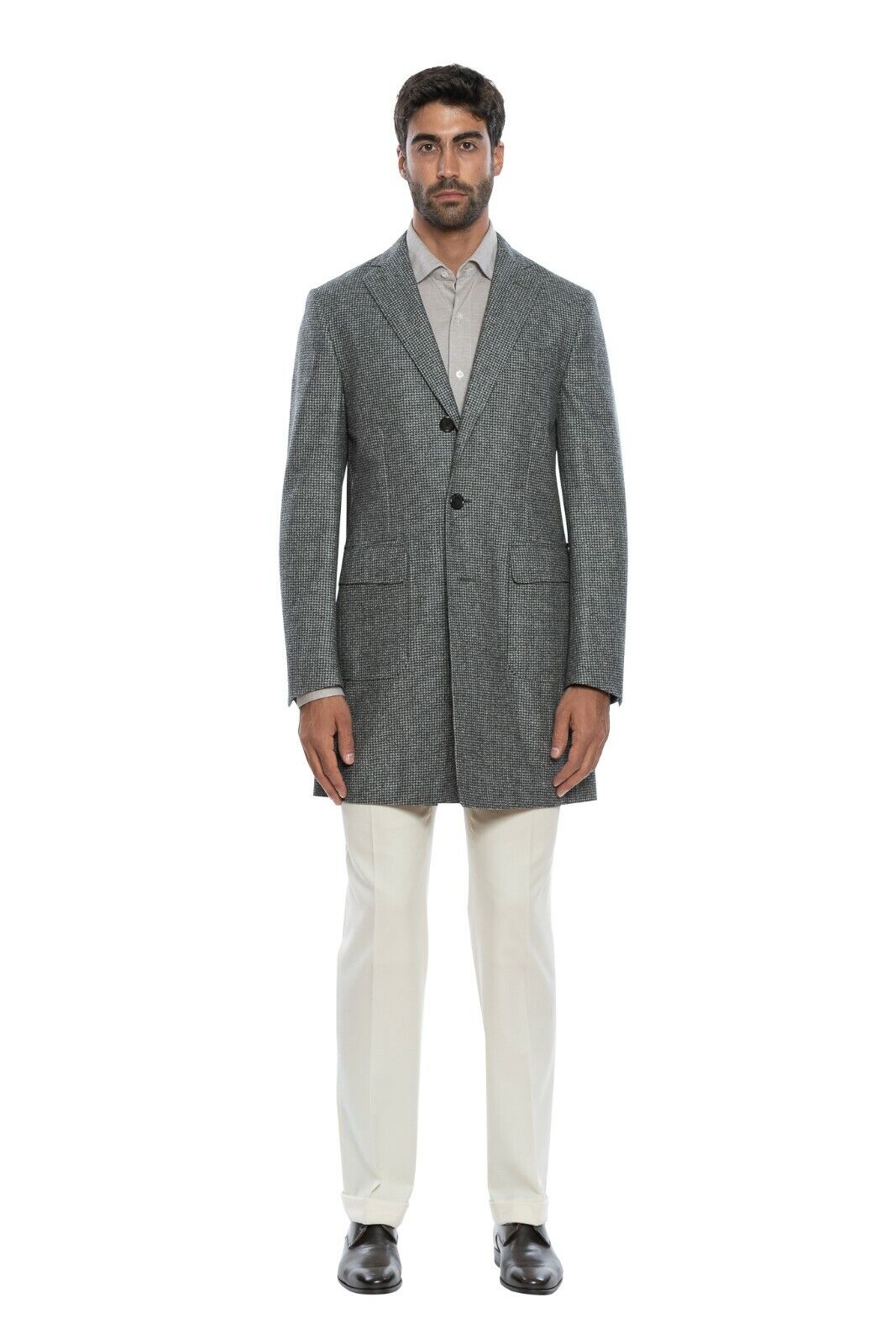 2000$ CORNELIANI Sartorial Coat Gray Houndstooth Virgin Wool 40 US / 50 EU 7R