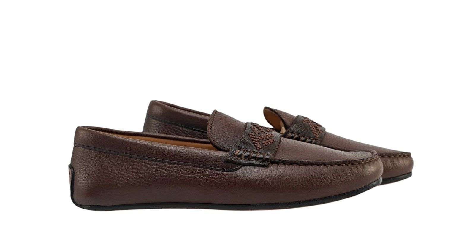 1200$ TESTONI "Piuma" Brown Driver Loafer Shoes Deerskin 8 UK / 9 US / 42 IT